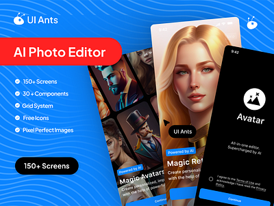 Avatar AI – AI Photo Editor App UI Kit ai ai app ai design ai mobile ai mobile app ai photo ai photo editor ai photo mobile app avatar ai graphic design mobile pgoto editor photo editor ui screen ui ui design ui mobile app ui mobile screens uiux