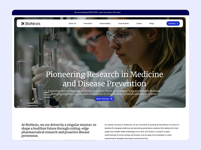 BioNexis : A Pharmaceutical Company Website Design blue database development disease graphic design homepage medical medical interface medical website design minimal pharmaceutical pharmaceutical company product design professional website research ui ui design user interface design ux design website