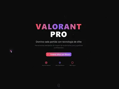 VALORANT PRO - Elite Gaming Landing Page animacion bitcoin animación animación suave animation bitcoin cards cheats cheats design ficticio hacks landing landing page mobile particulas security seguridad ui valorant valorant pro