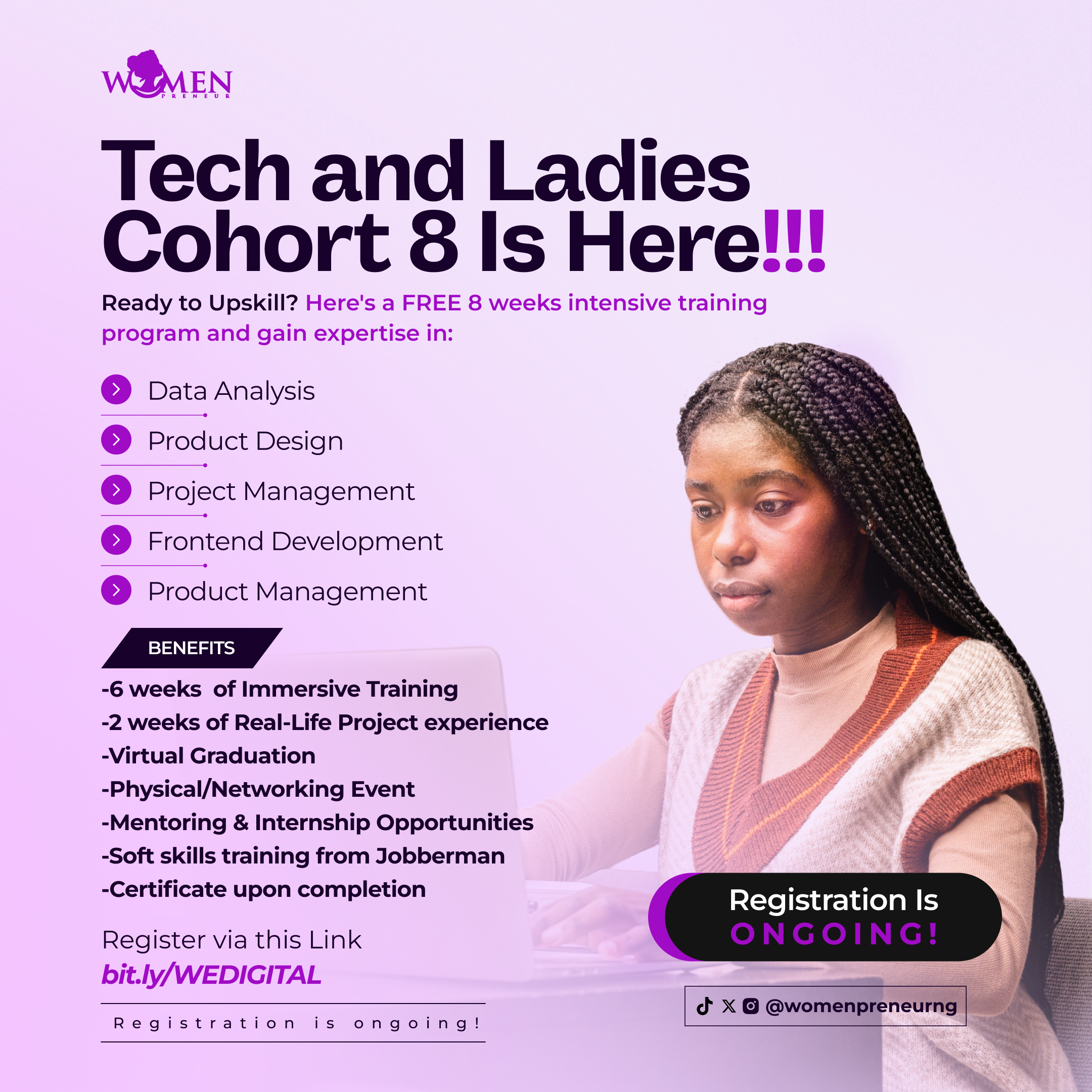 Marketing Ad Design For A Tech Bootcamp For Women branding flyer design graphic design insragram ad social media ad