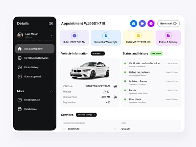 Service Station Platform app car dashboard design mechanic product design service station ui