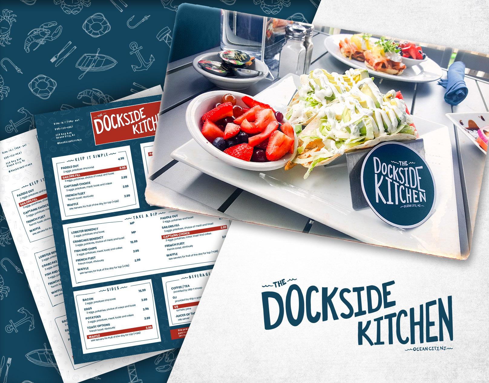 Dockside Kitchen Restaurant Branding brunch restaurant design creative restaurant dinner club branding dinner club logo dockside kitchen hand drawn logo hand lettered logo lobster restaurant nautical restaurant nautical restaurant logo nautical themed restaurant ocean logo ocean restaurant ocean themed restaurant restaurant brand pattern restaurant branding restaurant idea restaurant logo seafood restaurant wave restaurant