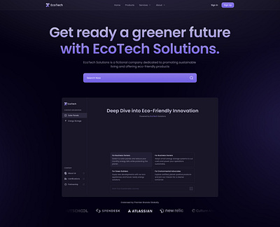 Get ready a greener future with EcoTech Solutions. agenchi ai branding dark sass service technology ui ux web design website