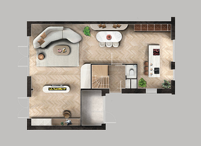 Floor plan presentation architecture concept art design digital illustration interior