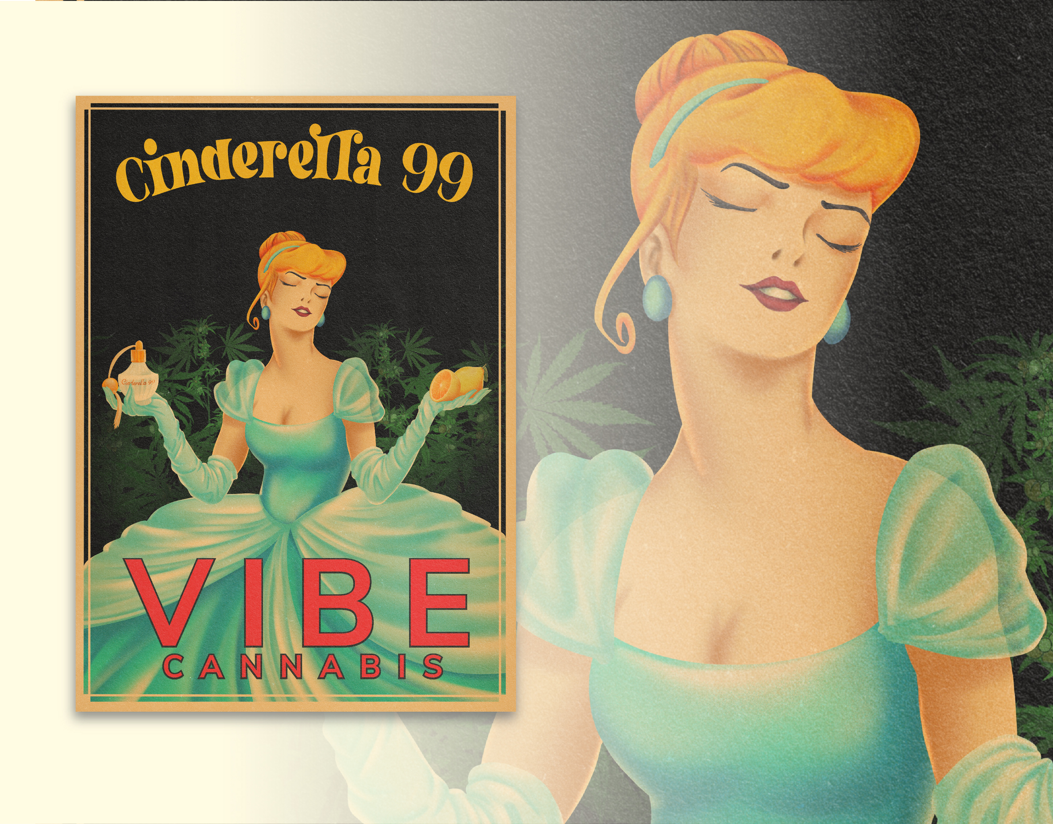Cinderella 99 – VIBE Cannabis Poster cannabis branding poster art vintage artwork
