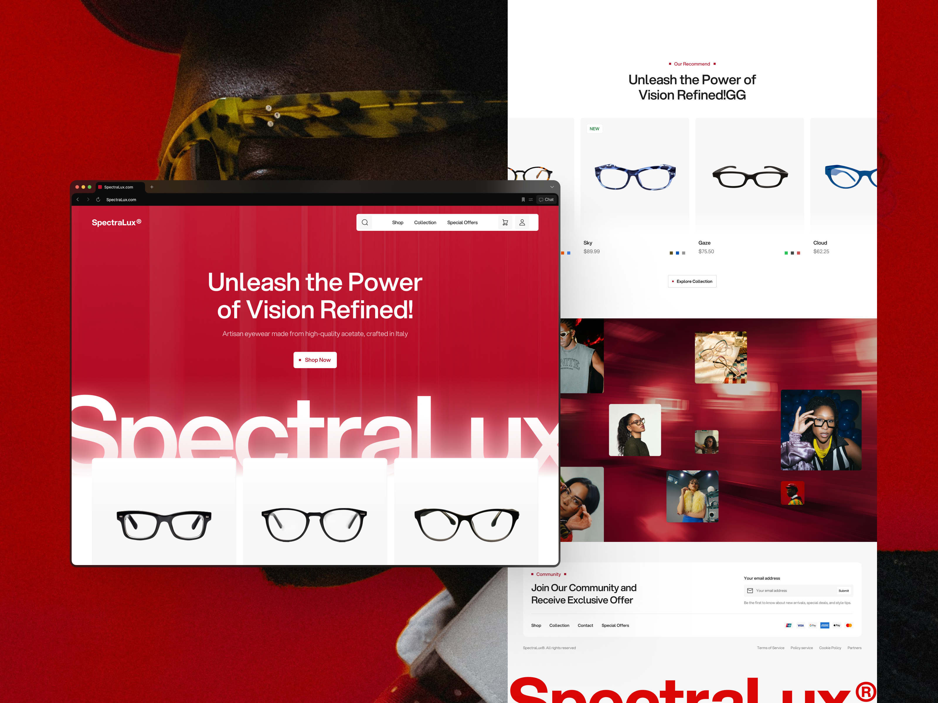 SpectraLux - Eyewear E-Commerce clean e commerce e commerce design e commerce website ecommerce elegant eyewear glasses store home page landing page luxury online shop shop shoping store web web design webflow website website design