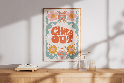 Stay Groovy Retro Clipart &Lettering print design