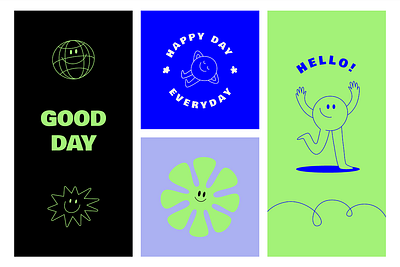 Cartoon characters, logos and icons artwork
