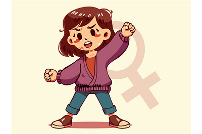 Cartoon Girl Celebrate Women's Equality cartoon celebration character empowerment equality event female feminism feminist gender girl movement people power rights strength stronger symbol woman women
