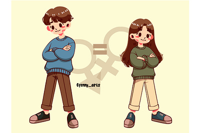 Cartoon Women and Men Have Equality cartoon celebration character empowerment equality event female feminism feminist gender girl movement people power rights strength stronger symbol woman women