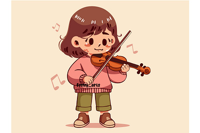 Cartoon Girl Playing the Violin background cartoon celebration character classical culture dance dancing element event festival festive fun jazz lessons music musical party playing violin