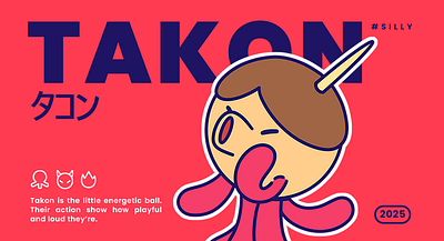 TAKON - Cartoon Character animation branding branding mascot cartoon cartoon mascot character design creature cute cute mascot design graphic design illustration japan japanese branding kawaii logo mascot character procreate takoyaki ui