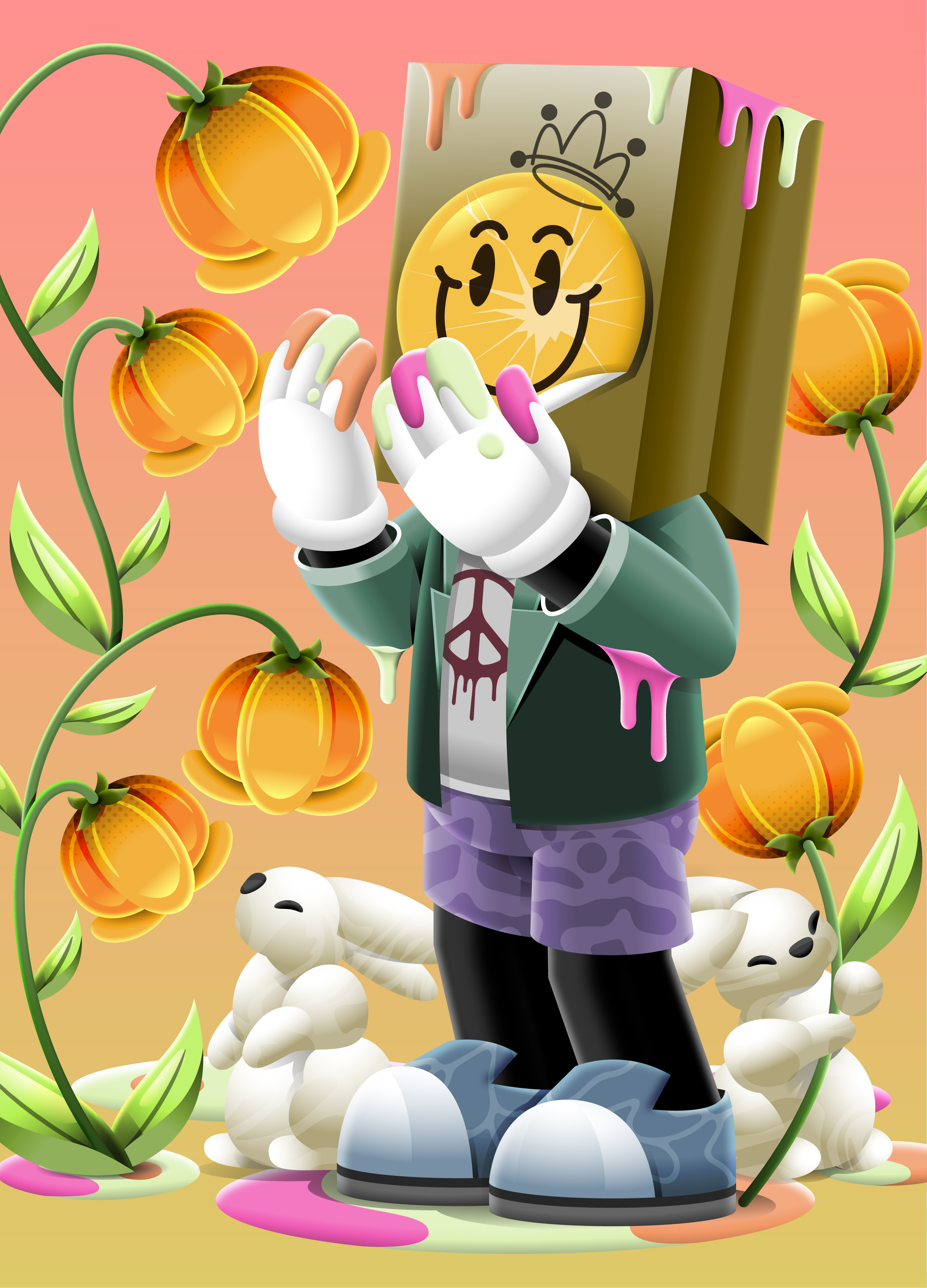 Blossom and Bunny abstract artwork cartoon character character design colorful cute digital art digital drawing digital illustration drawing graphic design illustration illustration art illustrations pop smile vector vector illustration vintage