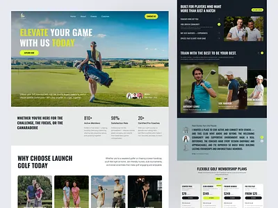 Golf Sport Website business design game golf golf website health healthy landing page sport sports sports website ui ux