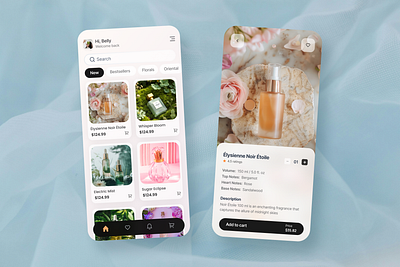 Fragrance in Your Pocket – Mobile App Concept app branding ecommerce graphic design mobile modern perfume ui