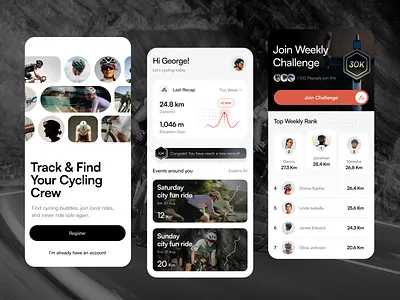 Cycling App UI app community cycling event health running sports stats tracker ui
