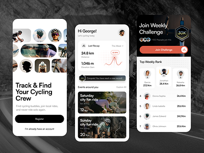 Cycling App UI app community cycling event health running sports stats tracker ui