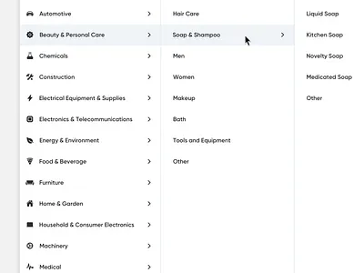 Categories structure app black categories category clean dark design duotone e commerce ecommerce interface marketplace menu saas selection structure ui ux web white