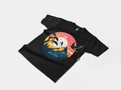 Trending t shirt with mountain and birds adventure black boy colorful fahion graphic design illustration men mockup modern mountain nature print scene t shirt design t shitrs unique vector