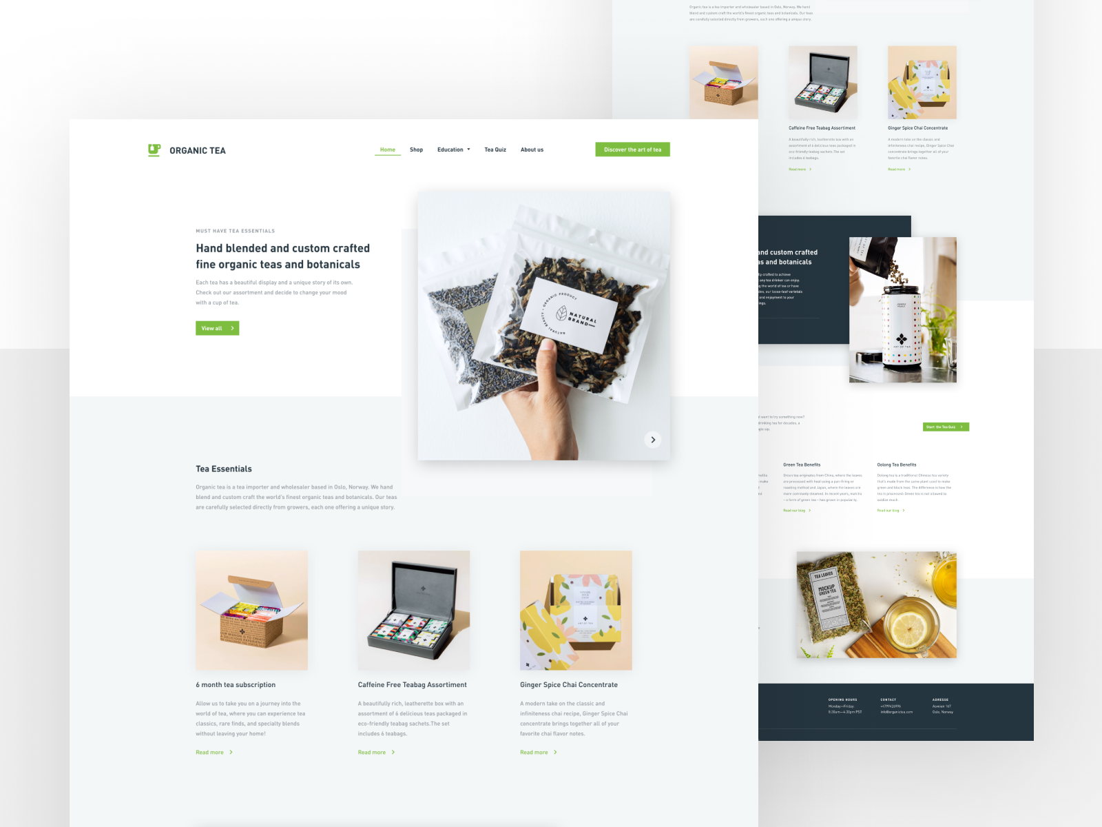 Organic Tea Shop – Landing Page application concept design green herbal landing page minimalistic organic shop site tea ui web