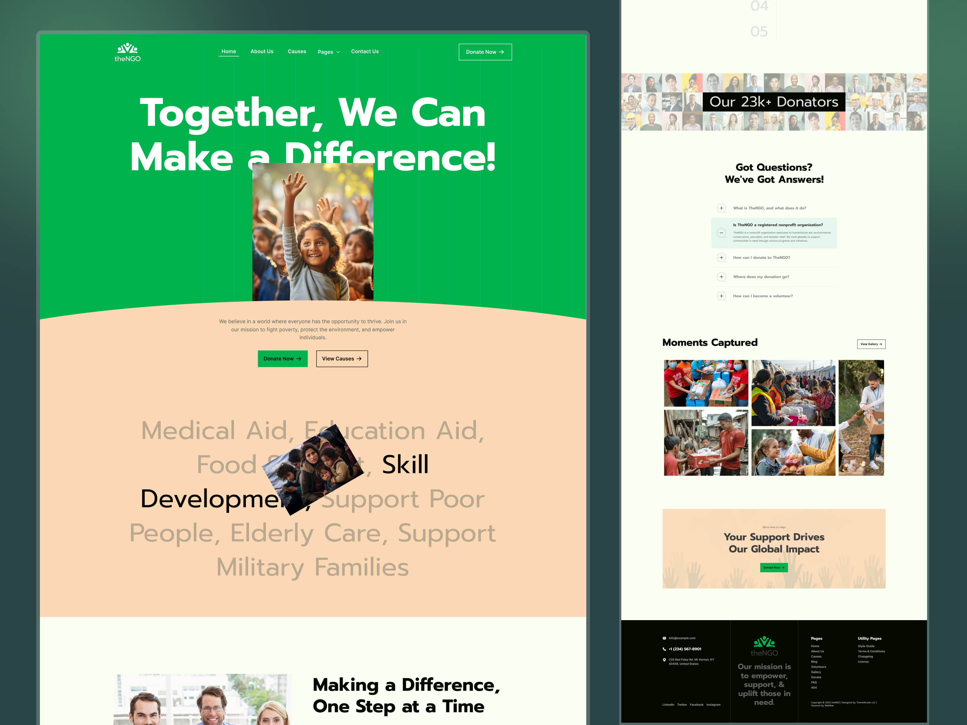 Charity & Nonprofit Website Design-theNGO charity agencies charity landing page charity website community website donation website donations foundation website foundations fundraising website humanitarian website ngo website non profit organizations nonprofit design nonprofit website templates volunteer website webflow templates