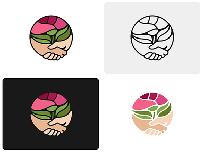 Stained glass flower brand branding design elegant florist flower graphic design handshake landscape logo logo design logo designer logodesign logodesigner logotype modern mosaic stained glass