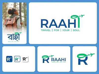 Raahi travel industry business logo design airline style logo