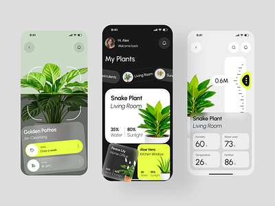 Smart Plant Companion App app design botanical app garden app greenery app home gardening houseplants indoor plants mobile app mobile app design mobile ui plant care app plant health plant lover plant management plant monitoring plant tracker plant watering smart plant app ui ux