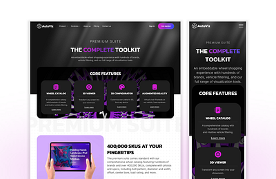 Autoviz - Website Design ai website automation website car landing page car mobile design feature section herosection landing page mordern landing page sass landing page wheel website