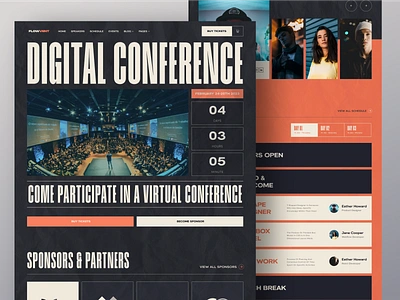 Event & Conference Website Design bold type brutal conference event event booking event landing page festival homepage landingpage layout meet up speakers summit ticket typography ui webdesign webflow website design workshop