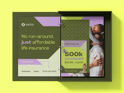 Octo Insurance Ad ad b2b brand brand design brand designer brand identity branding clean color palette design green icon illustration insurance logo modern saas tech typography ui