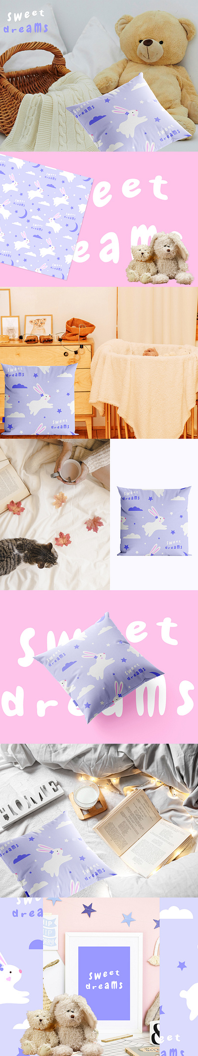 Sweet Dreams Seamless Pattern childish cute design fabric good night graphic design home illustration kids apparel pattern pattern design seamless pattern sweet dreams textile