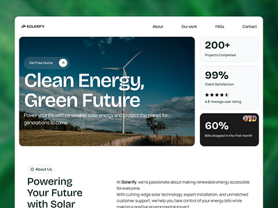 Solarify – Clean Energy Framer Website clean design energy framer framer website graphic design nature solar solar website ui website website design