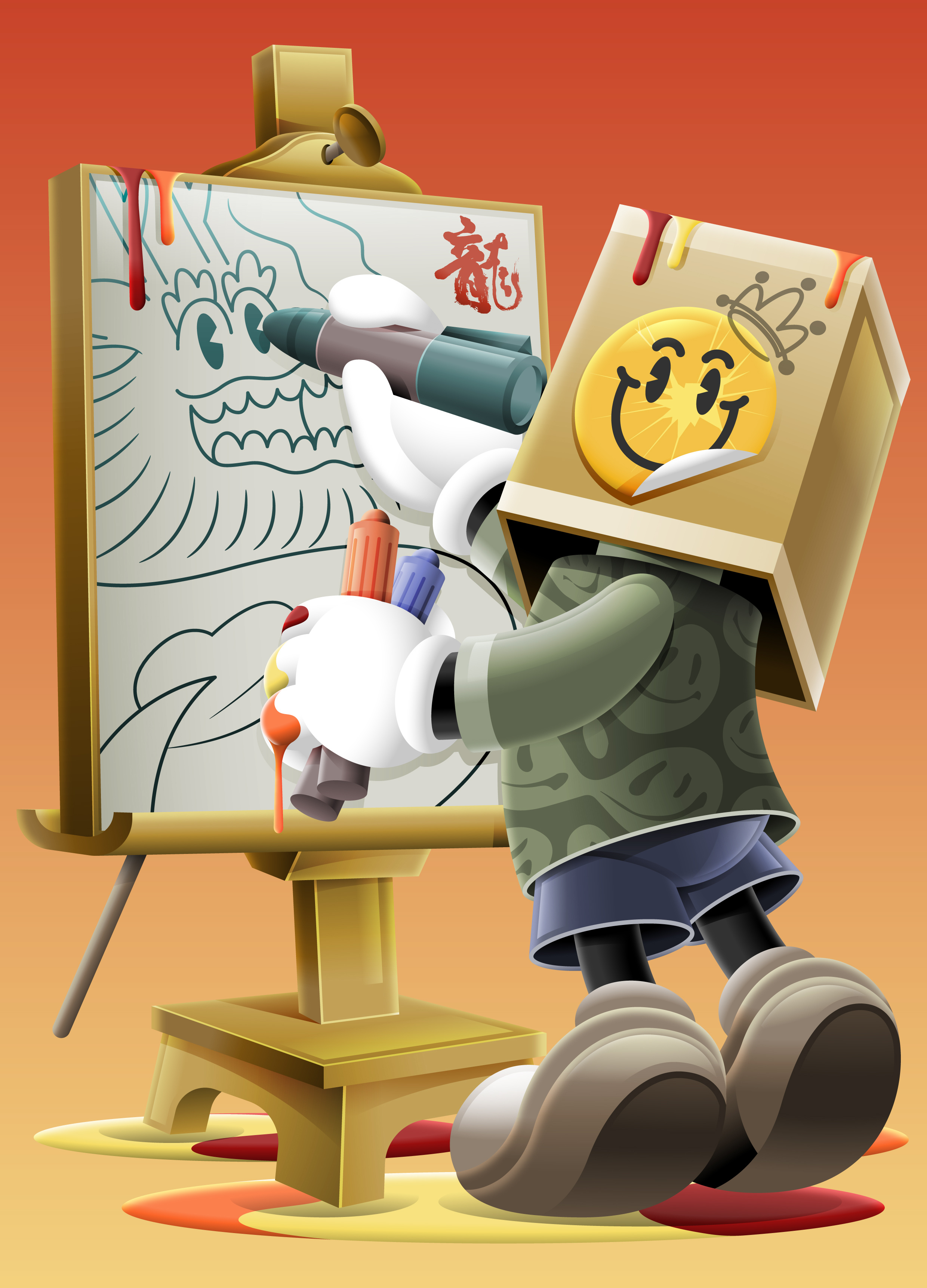 Finishing Touch: Bringing the Dragon to Life abstract artwork cartoon character character design colorful cute digital art digital drawing digital illustration drawing graphic design illustration illustration art illustrations pop smile vector vector illustration vintage