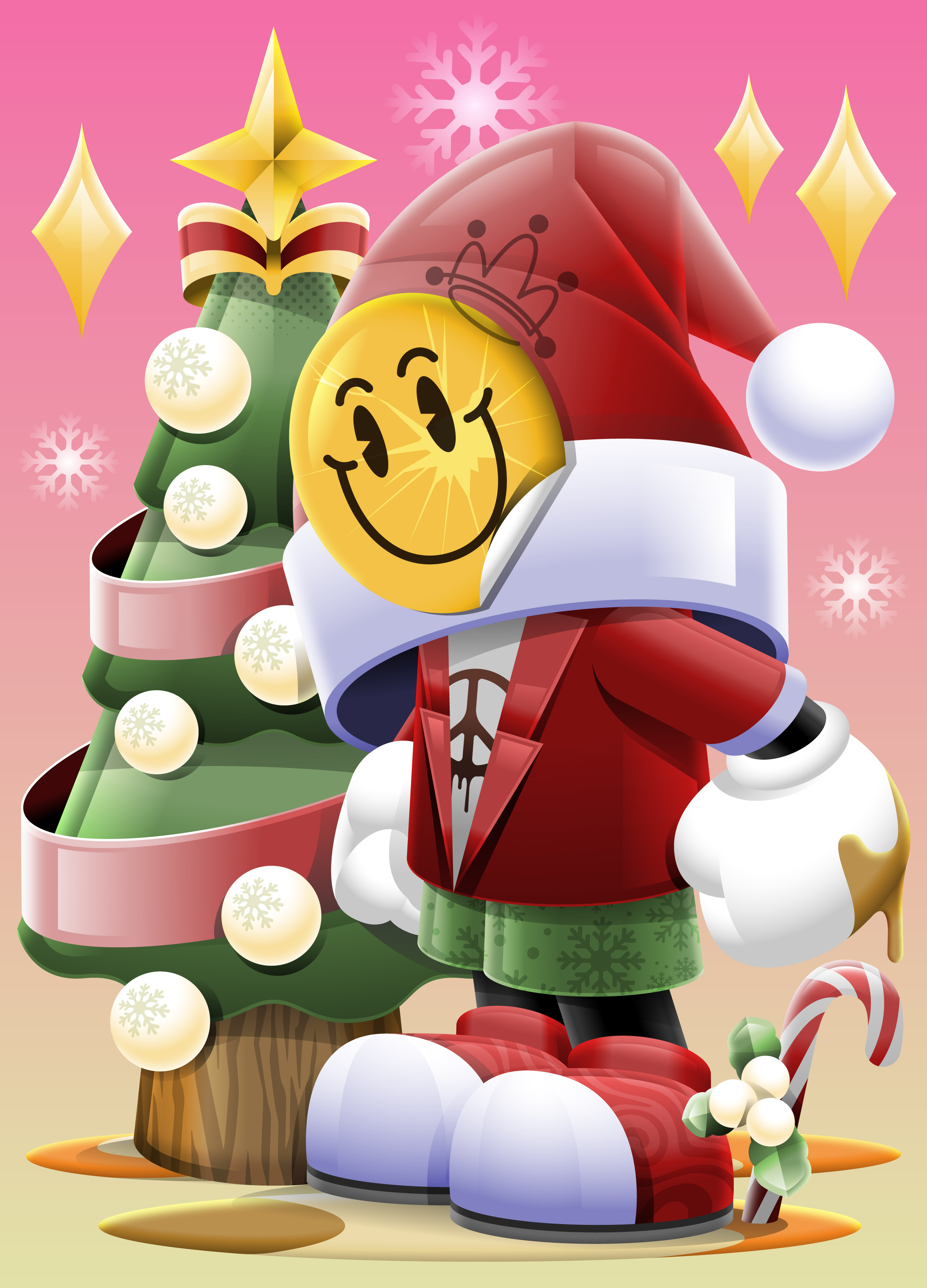 Starry Christmas, Dream of Symbiosis abstract cartoon character character design christmas christmas tree colorful cute digital art digital drawing digital illustration drawing graphic design illustration illustration art illustrations pop smile vector vector illustration