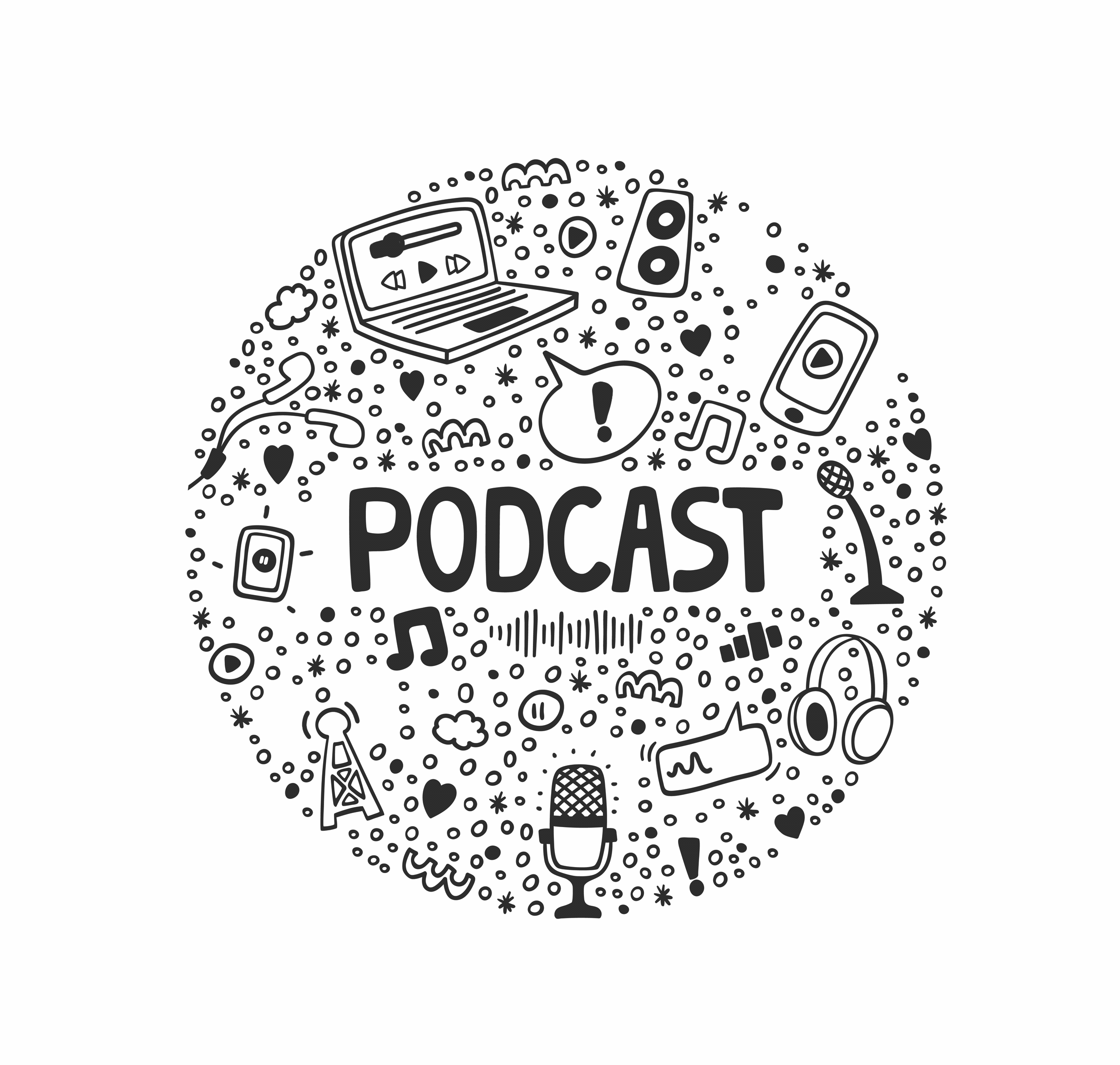 Podcast Doodle animation audio cover design doodle electronic fun icon illustration logo love motion graphics online radio podcast podcast cover streaming ui vector