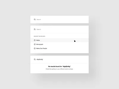 Search Input State • UI Element clear design field input minimal no product recent result sales search state ui ux web website white