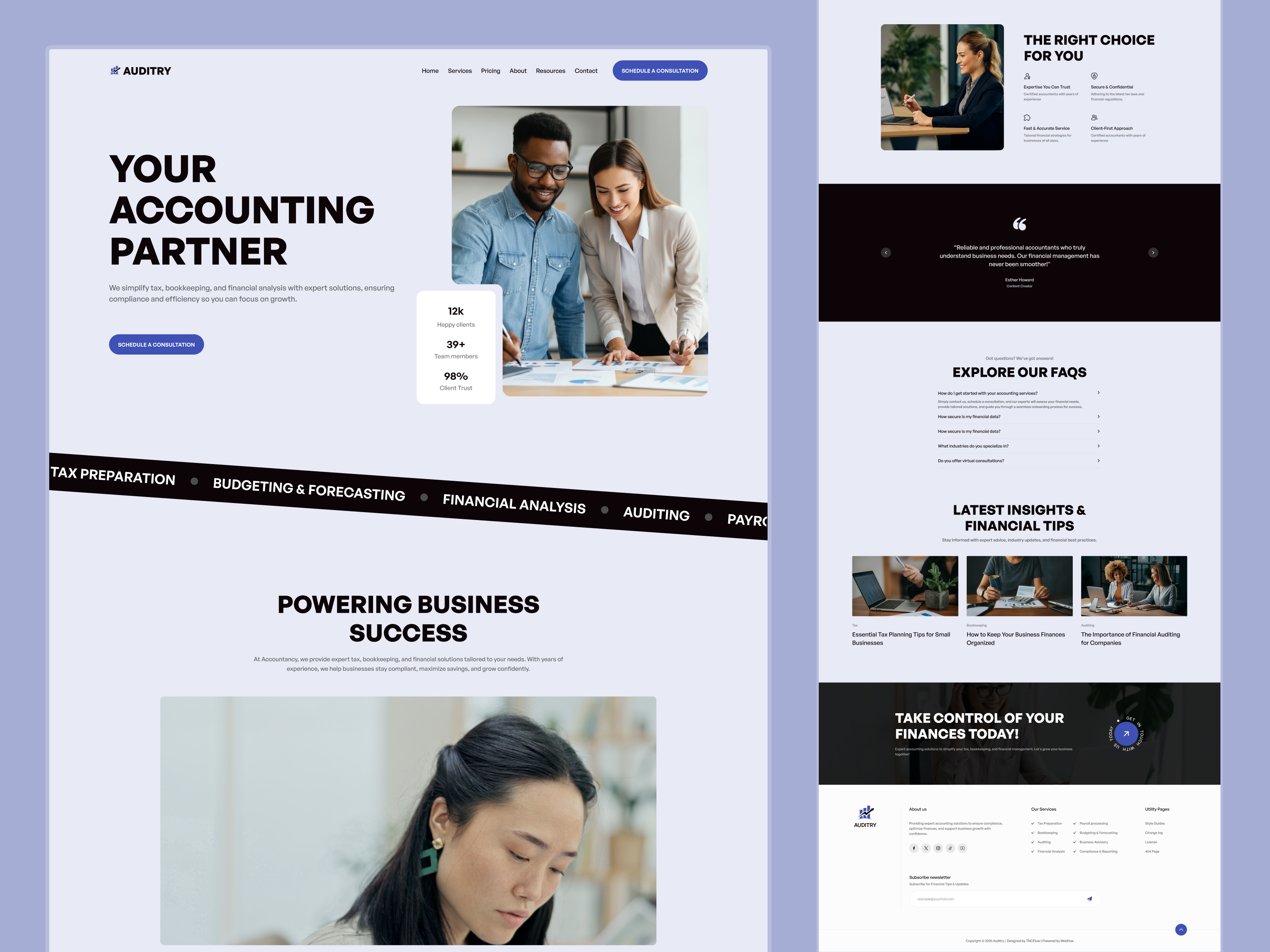 Finance & Accounting Website Design - Auditry accountancy webflow template accounting agencies agency website banking business website charming animation consulting professionals finance financial advisors financial advisory websites services website template templates webflow template webflow templates