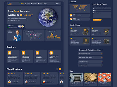 Open Bank Accounts Worldwide — Landing Page 3d app bank banking branding design design system digital dribbble figma fintech gold illustration landing page logo money remote transaction ui
