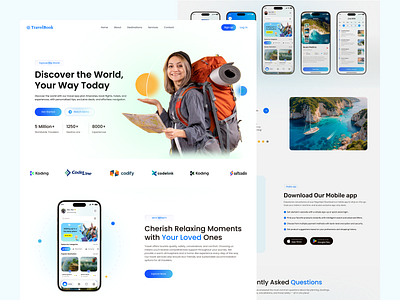 Travel App Landing Page UI/UX android app design app design app interface design veli destination details page home screen illustration ios app landingpage mobile ui design modern app ui search tor guide tour planning app travel travel app ui ux visiting app webdesign