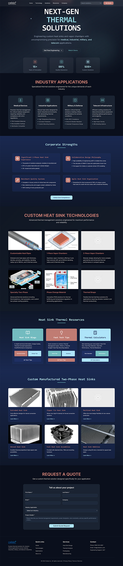 Dark themed Heat sink website dark design figma illustration ui ux web design website website design