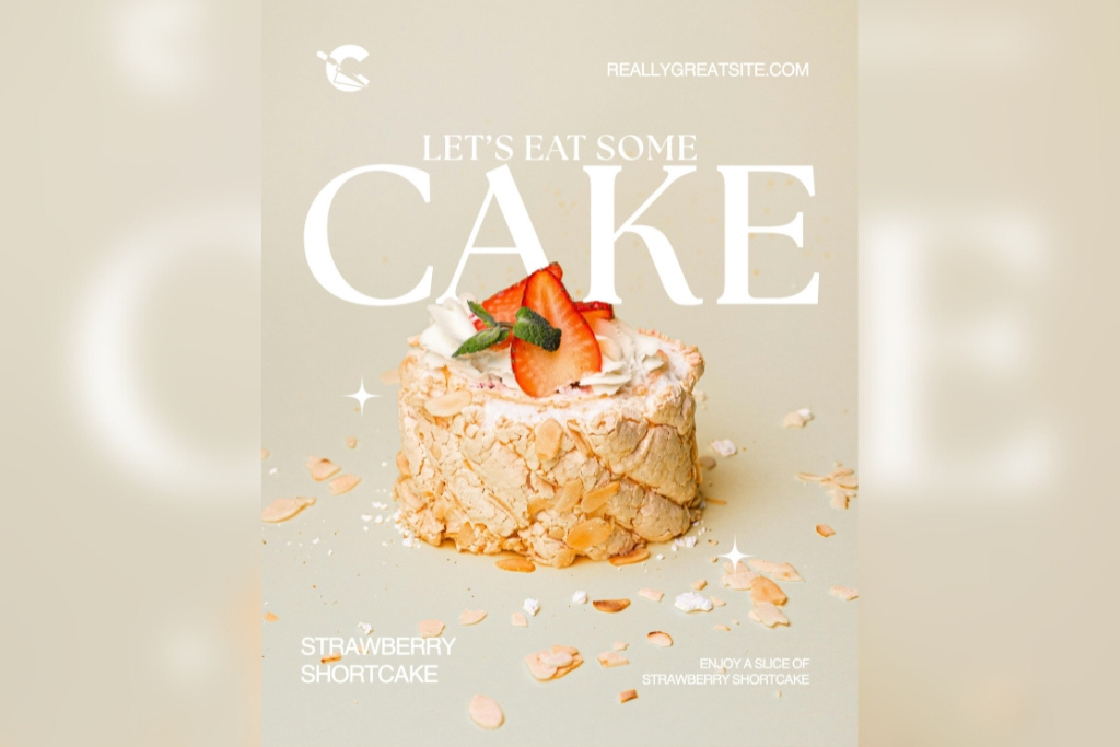 Bakery Dessert Flyer – Strawberry Shortcake Cafe Poster Design branding creative cafe poster digital marketing flyers graphic design marketing social media