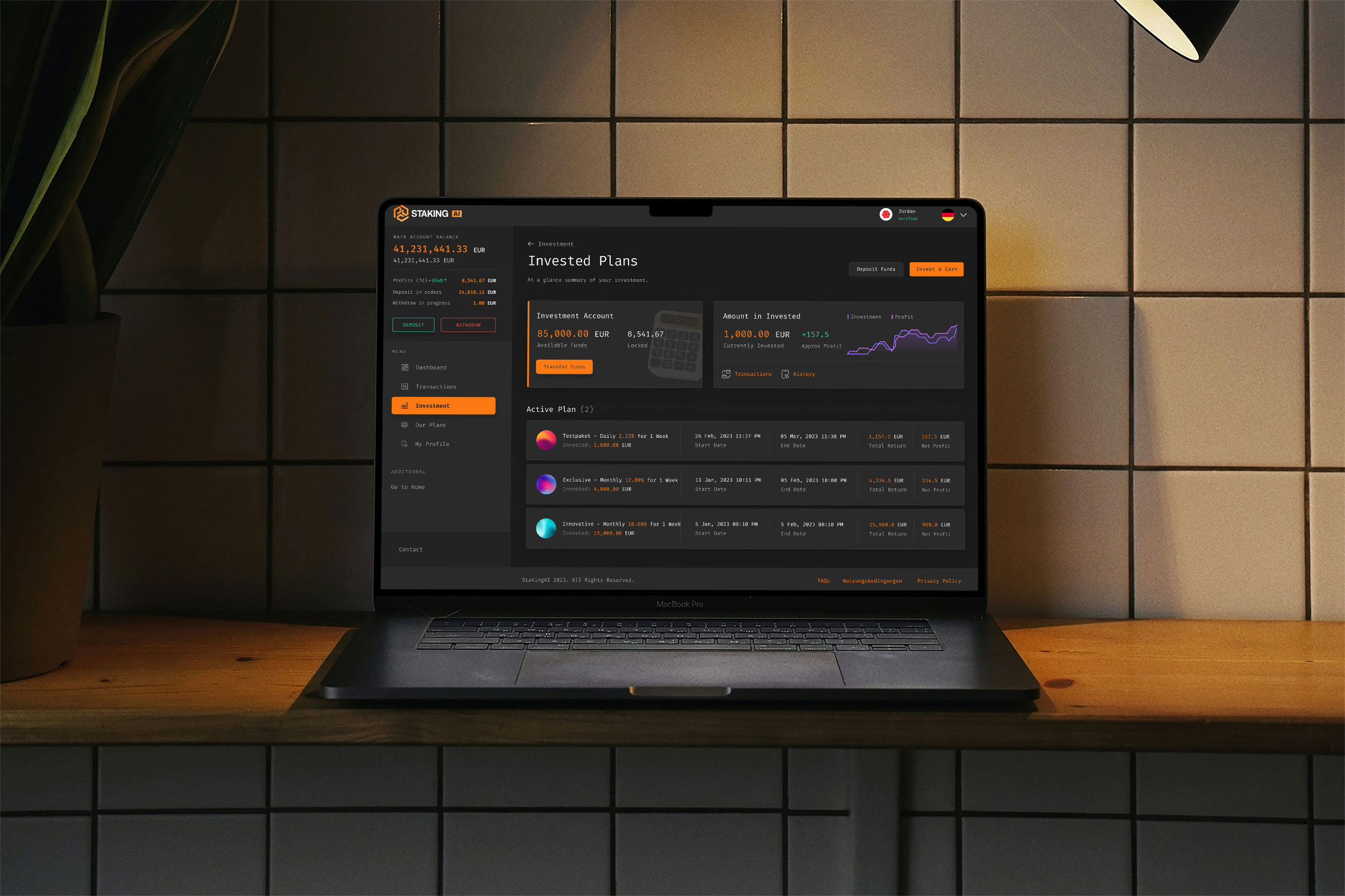 Crypto Investment Dashboard for AI Staking branding crypto dark dashboard defi finance hyip investing investment platform product design saas staking template ui ux wallet web design web3 website