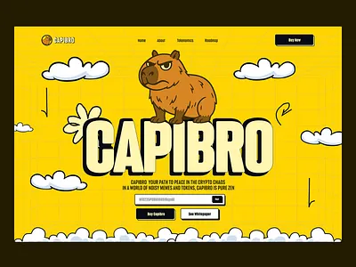 $CAPIBRO - crypto meme mem token Nina Marinenko crypto cryptocurrency design funny website graphic design illustration mem meme meme coin meme coin design meme coin website meme landing page meme token memecoin page meme coin website ui