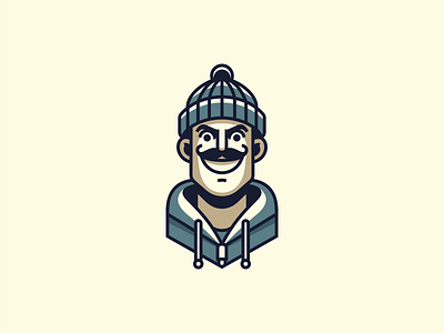 Mad Man With Beanie Logo beanie bold branding character crazy design face icon identity illustration intense logo mad man mark mascot symbol urban vector winter