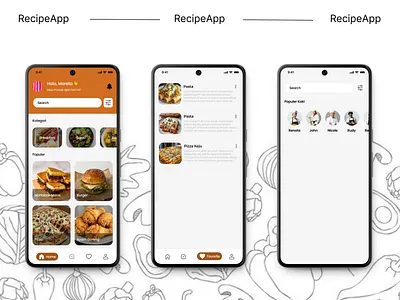 Recipe UI App cleanui figma figmadesign foodapp foodrecipe mobileapp recipeapp simple ui uidesign