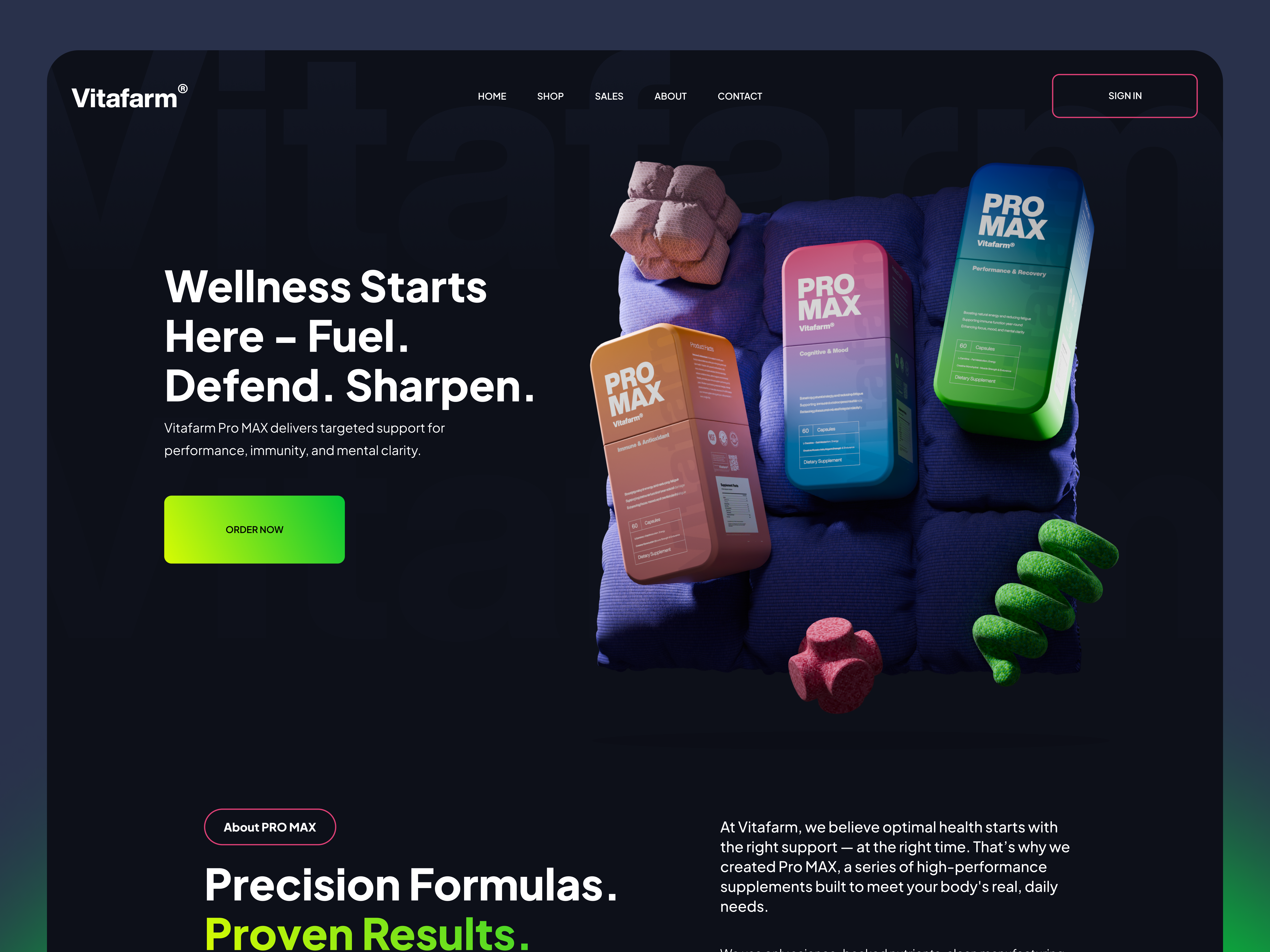 Vitafarm Supplements UX UI & Product Design 3d branding uiux ux website