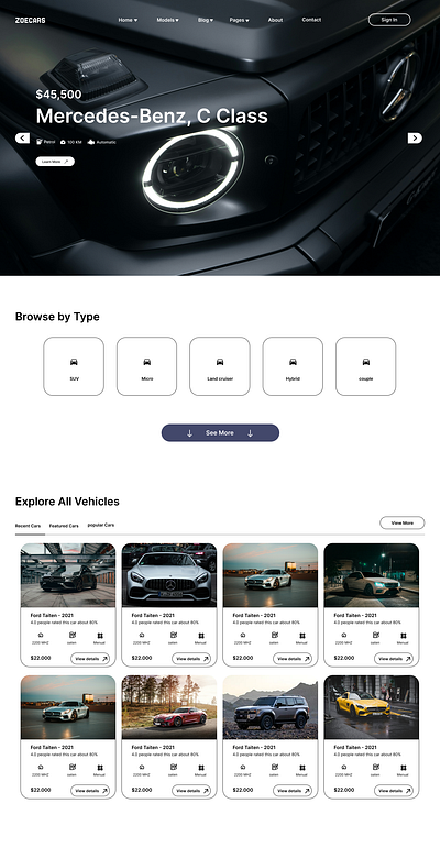 ZOECARS Showroom Website branding carshowroom design designsystem figma modernui responsivedesign ui uiux uiux design ux websiteconcept