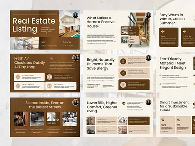 Modern Elegant Real Estate Sustainability House Listing Talking business canva design illustration keynote powerpoint ppt presentation professional property marketing ui
