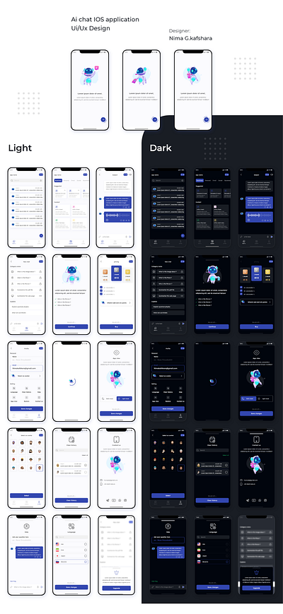 Ai chat mobile application graphic design ui